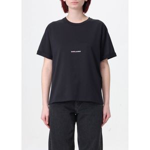 Saint Laurent - T-shirt - Zwart - 100% Katoen - Ronde Hals