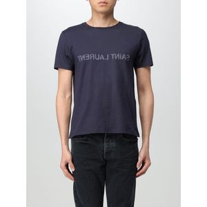 Saint Laurent, Heren, Tops, Blauw, Maat: L Katoen,