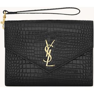 Saint Laurent Cassandre clutch van kalfsleer met crocostructuur