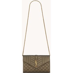 Saint Laurent Envelope portemonnee van lamsleer met schouderriem