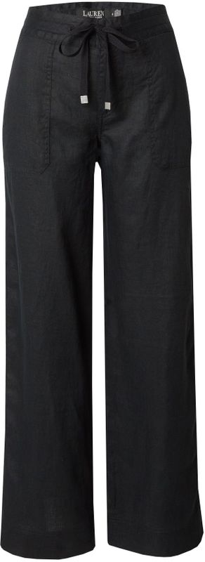 Lauren Ralph Lauren - Damesbroek - Zwart - 100% Linnen - Wide Leg Pasvorm