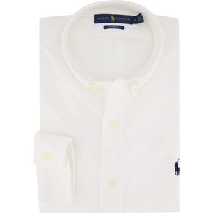 Polo Ralph Lauren - Custom Fit Oxford Overhemd - Wit - Katoen - Lange Mouwen
