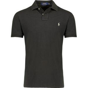 POLO RALPH LAUREN Herren Polo-Shirt Custom Slim Fit Baumwoll-Shirt Kurzarm-Shirt Basic-Shirt 710782592001 Schwarz/Rot
