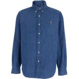 Polo Ralph Lauren - Custom Fit Overhemd - Marineblauw - Katoen - Lange Mouwen