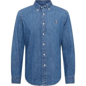 Polo Ralph Lauren - Custom Fit Overhemd - Marineblauw - Katoen - Lange Mouwen