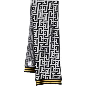 Balmain Wool and cashmere scarf with monogram pattern , Multicolor , Heren , Maat: ONE Size