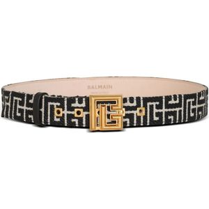 Balmain PB Riem in monogram jacquard , Black , Dames , Maat: 85 CM