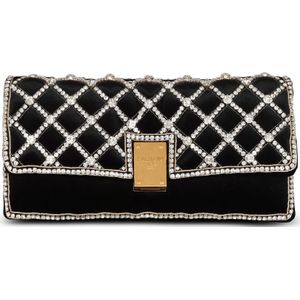 Balmain Zachte fluwelen en parels clutch 1945 , Black , Dames , Maat: ONE Size