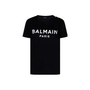 Balmain T-shirt met logo , Black , Dames , Maat: M