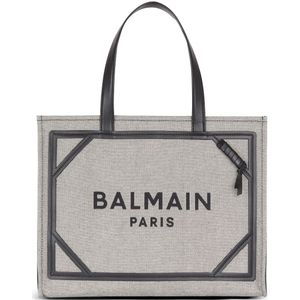 Balmain Zwarte Canvas Logo Shopper Tas , Black , Dames , Maat: ONE Size