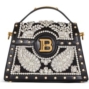 Balmain B-Buzz Dynasty tas in geborduurd satijn , Black , Dames , Maat: ONE Size