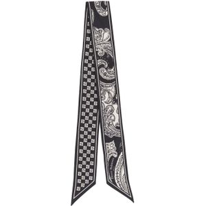 Balmain Mini monogram en paisley omkeerbare sjaal , Black , Dames , Maat: ONE Size