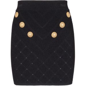 Balmain 6-knopen gebreide rok , Black , Dames , Maat: XS