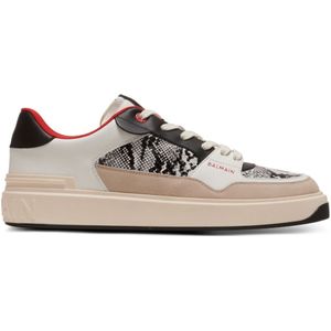 Balmain, Schoenen, Heren, Veelkleurig, 41 EU, Suède, B-Court Flip slangenprint leren en suède sneakers