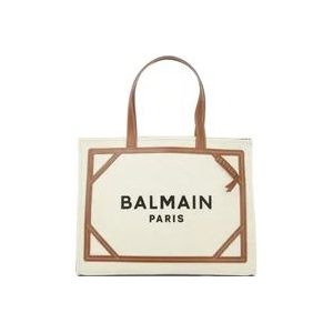 Balmain Canvas Logo Shopper Tas Beige , Beige , Dames , Maat: ONE Size