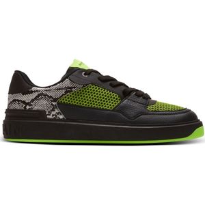 Balmain, Schoenen, Heren, Zwart, 45 EU, Leer, B-Court Flip slangenprint leren en mesh sneakers