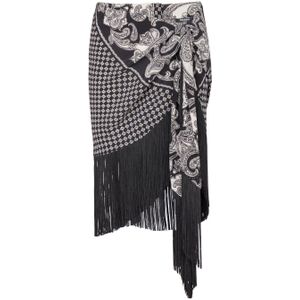 Balmain Gerande zijden sjaalrok , Black , Dames , Maat: M