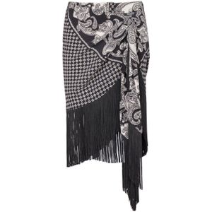 Balmain Gerande zijden sjaalrok , Black , Dames , Maat: 2XS