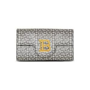 Balmain B-Buzz portemonnee van reliëf kalfsleer met een PB Labyrinth monogram , Black , Dames , Maat: ONE Size