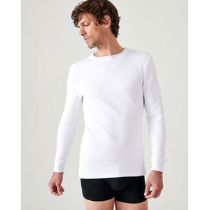 Damart - Thermolactyl T-shirt met lange mouwen geborstelde fleece - Heren - Wit - (86-93)