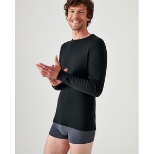 Damart - Thermolactyl T-shirt met lange mouwen geborstelde fleece - Heren - Zwart - (86-93)