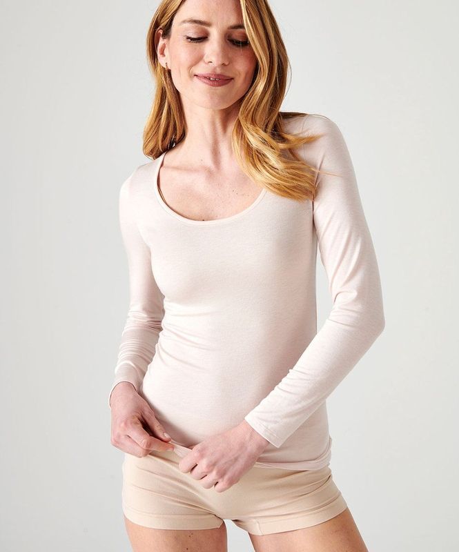 Damart - T-shirt - Bruin - Thermolactyl - Lange Mouwen