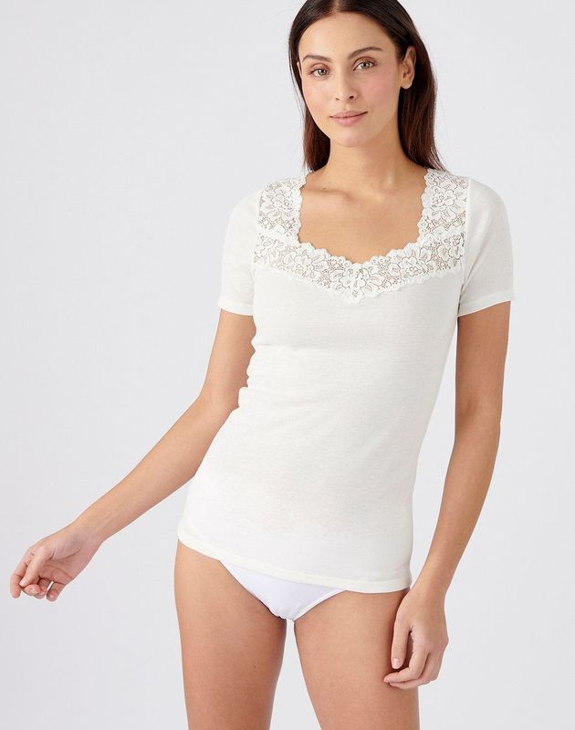 Damart - T-shirt - Gebroken Wit - Thermolactyl - Damesondergoed