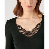 DAMART - Geribd T-shirt - Zwart - Acryl