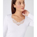 DAMART - Geribd T-shirt - Wit - Acryl - Lange Mouwen - Thermolactyl Warmtegraad 3