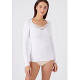 DAMART - Geribd T-shirt - Wit - Acryl - Lange Mouwen - Thermolactyl Warmtegraad 3