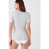 Damart - T-shirt met korte mouwen fijn geribd guipure Thermolactyl - Vrouwen - Grijs (XS)