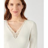 Damart - T-shirt Kant met Lange Mouwen - Thermolactyl Sensitive - Wit - Materiaalmix