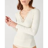 Damart - T-shirt Kant met Lange Mouwen - Thermolactyl Sensitive - Wit - Materiaalmix