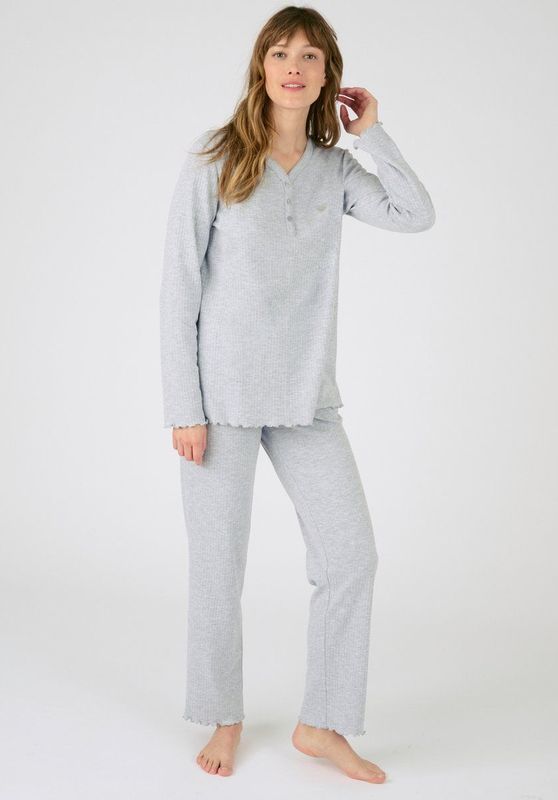 Pyjama met lange mouwen DAMART. Polyester materiaal. Maten XS. Grijs kleur