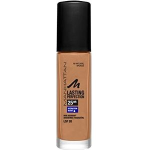 Manhattan Lasting Perfection 25 uur make-up, Natural Bronze 68, hydraterende foundation, langdurig, hoge dekking, voor een perfecte teint, 30 ml
