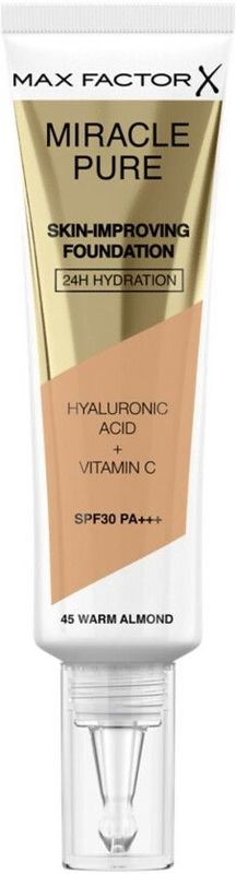 Max Factor - Miracle Pure Skin Improving Foundation - 45 Warm Almond - Foundation - Huidverzorging