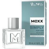 Mexx Simply for Him Eau de Toilette, verfrissende elegante herengeur, natuurlijke, veganistische formule, glazen flacon, 50 ml