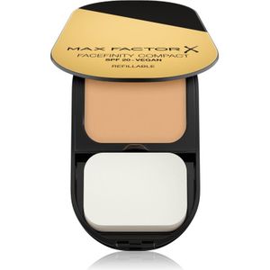 Max Factor - Facefinity Compact Foundation, veganistische formule, modulaire foundation en matte afwerking, tot 24 uur afdichting, SPF 20, 033, CRYSTAL BEIGE, 10 g