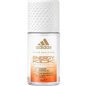 adidas Energy Kick Roll Roll-On deodorant voor haar, met mandarijnolie en 24 uur frisheid met huidvriendelijke formule, 50 ml