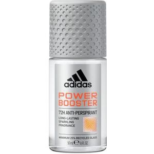 adidas Power Booster anti-transpirant deodorant roll-on voor hem, 72 uur droge frisheid, aromatische houtachtige geur, 50 ml
