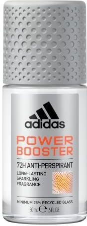 adidas Power Booster Anti-Transpirant Deo Roll-On für ihn, 72 Stunden trockene Frische, aromatisch-holziger Duft, 50 ml
