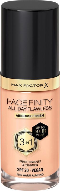 Max Factor - Facefinity All Day Flawless Foundation - SPF20 - N45 Warm Almond - 30ml