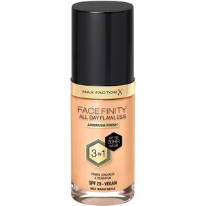 Crème Make-up Basis Max Factor Face Finity All Day Flawless 3 in 1 Spf 20 Nº W62 Warm beige 30 ml