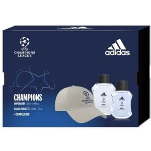 Adidas, Cadeauset voor heren UEFA 8, herengeur 50 ml en aftershave 100 ml, Uefa honkbalhoed grijs