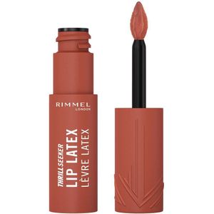 Rimmel Thrill Seeker Lip Latex, 250 Honey-Bun, vloeibare lippenstift, lippenstift met hyaluronzuur, zachtheid en glans, hydratatie, vitamine E, aloë vera, 6 ml