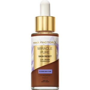 Max Factor Miracle Pure 2-in-1 Skin Reset Serum Foundation, 100-110, Very Deep, veganistische formule, egaliseert de teint, gemiddelde dekking, zijdematte afwerking, niacinamide en bisabolol-formule,