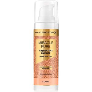 Max Factor Miracle Pure Hydratint Essence Foundation, 3 lichten, tot 24 uur hydratatie, 71% formule op waterbasis, natuurlijke dekking, veganistische formule