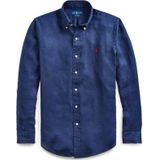 Recht hemd in linnen, lange mouwen POLO RALPH LAUREN. Linnen materiaal. Maten S. Blauw kleur