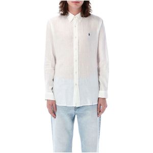 Polo Ralph Lauren, Overhemden, Heren, Wit, XL, Linnen, Custom Fit Linnen Overhemd