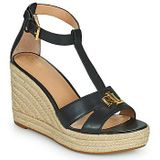 Sandalen in leer met sleehak LAUREN RALPH LAUREN. Leer materiaal. Maten 38. Zwart kleur